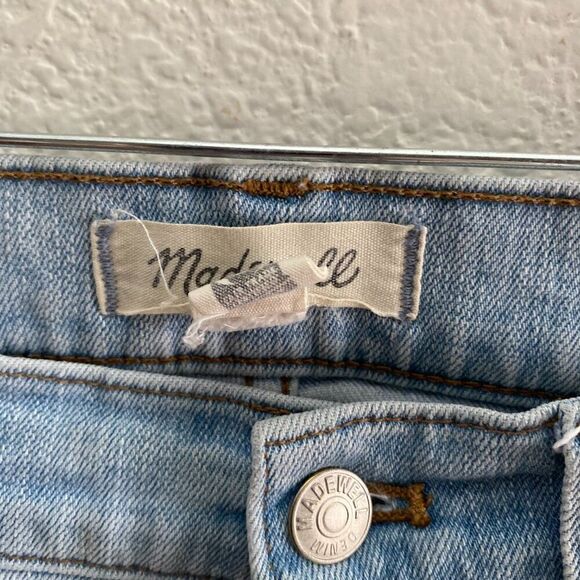 Madewell 9" High Rise Skinny Jeans Distressed 27 / 25 Inch Inseam Light Wash - Picture 3 of 8